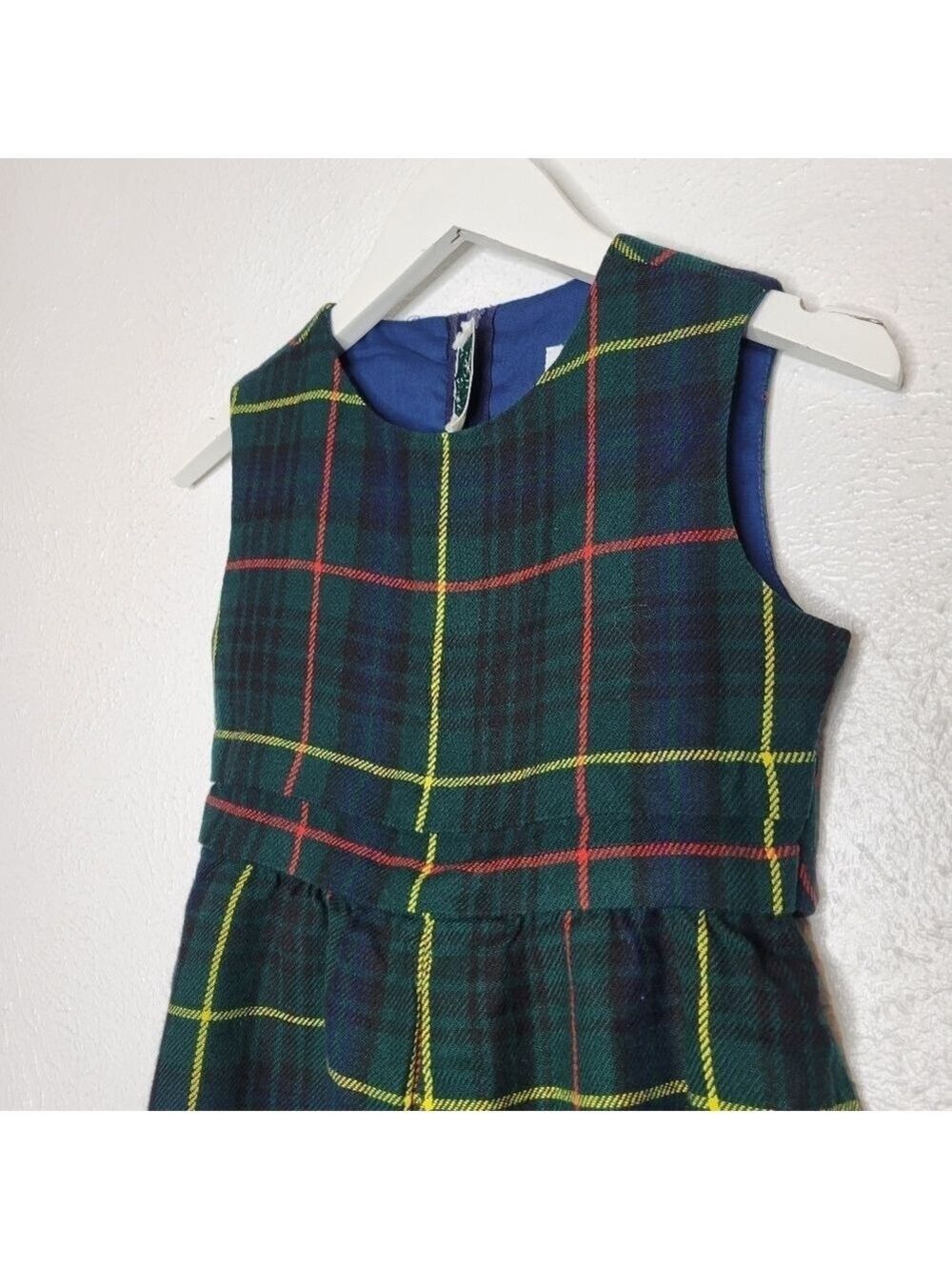 Vintage Florence Eiseman Green Plaid Sleeveless Dress Little Girl's Size 6 - Picture 2 of 11